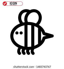 Bee icon. Illustration of vector concept for the design. Bee icon Black Color with Perfect pixel.
