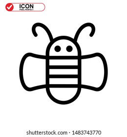 Bee icon. Illustration of vector concept for the design. Bee icon Black Color with Perfect pixel.
