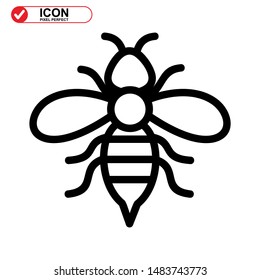 Bee icon. Illustration of vector concept for the design. Bee icon Black Color with Perfect pixel.

