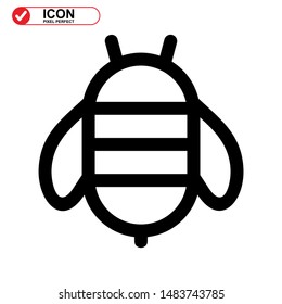 Bee icon. Illustration of vector concept for the design. Bee icon Black Color with Perfect pixel.
