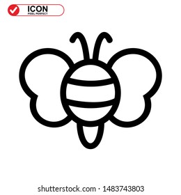 Bee icon. Illustration of vector concept for the design. Bee icon Black Color with Perfect pixel.
