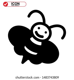 Bee icon. Illustration of vector concept for the design. Bee icon Black Color with Perfect pixel.
