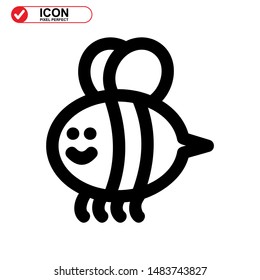 Bee icon. Illustration of vector concept for the design. Bee icon Black Color with Perfect pixel.
