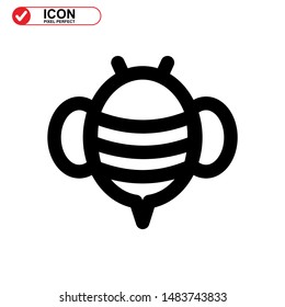 Bee icon. Illustration of vector concept for the design. Bee icon Black Color with Perfect pixel.
