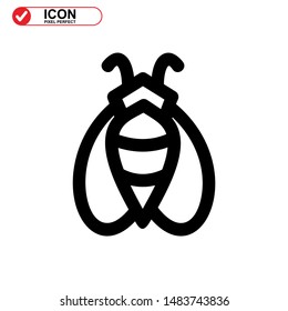 Bee icon. Illustration of vector concept for the design. Bee icon Black Color with Perfect pixel.
