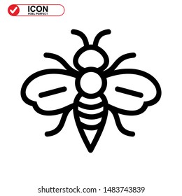 Bee icon. Illustration of vector concept for the design. Bee icon Black Color with Perfect pixel.
