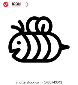 Bee icon. Illustration of vector concept for the design. Bee icon Black Color with Perfect pixel.
