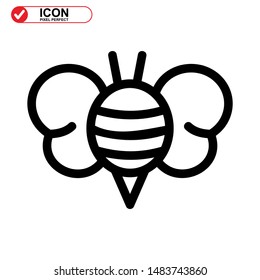 Bee icon. Illustration of vector concept for the design. Bee icon Black Color with Perfect pixel.
