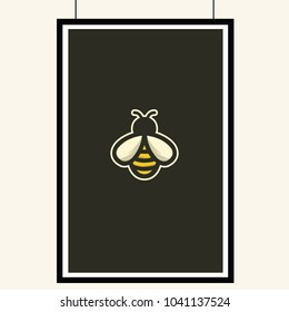 Bee icon isolated on dark gray background. Honey flying bee. Insect. Flat style vector illustration.