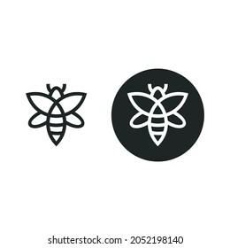 Bee icon isolated on white background. icon with outline and flat style design.