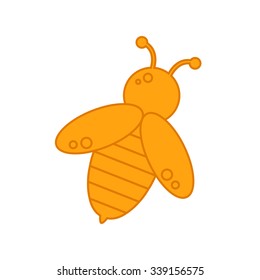 Bee. Bee icon. Isolated bee icon on white background. Honey bee. Isolated insect icon. Flying bee. Black bee with white wings. Flat style vector illustration. 