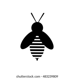 Bee icon isolated on white background. Silhouette vector illustration