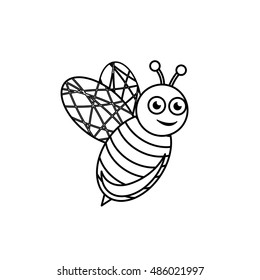 Bee Icon - Isolated On White Background. Vector Illustration, Graphic Design. For Web, Websites, Print Material, Template