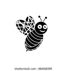 Bee Icon - Isolated On White Background. Vector Illustration, Graphic Design. For Web, Websites, Print Material, Template 