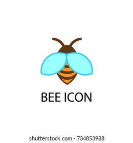 Bee icon isolated on white background.  Flat style vector illustration. Honey flying bee.