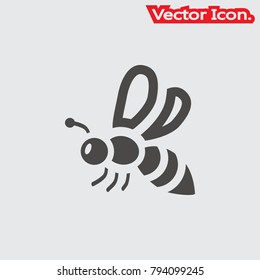 Bee icon isolated sign symbol and flat style for app, web and digital design. Vector illustration.
