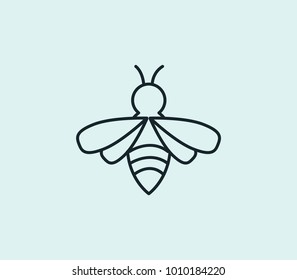 Bee icon line isolated on clean background. Bumblebee concept drawing icon line in modern style. Vector illustration for your web site mobile logo app UI design.