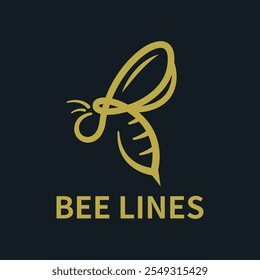 Ilustración vectorial de concepto de diseño de logotipo de abeja de línea de icono de abeja.