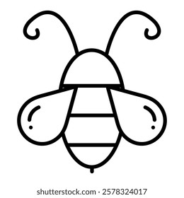 Bee icon in line style with editable stroke