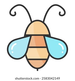 bee icon in linear color style