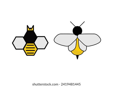 Bee icon logo design template isolated illustration