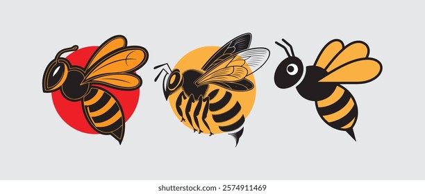 Bee icon. bee logo, Honey bee vector illustration. bee symbol.
