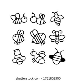bee icon or logo isolated sign symbol vector illustration - Collection of high quality black style vector icons

