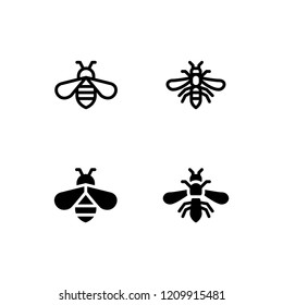 Bee Icon Logo Vector Symbol. Fly Icon