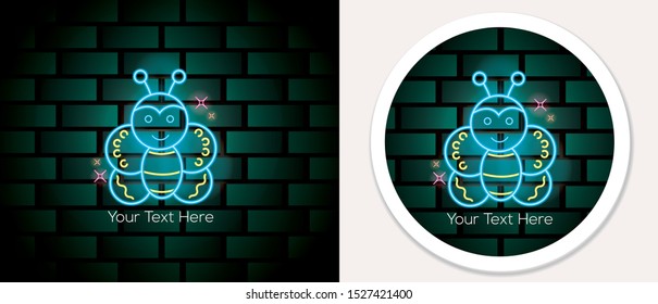 bee icon, neon style vector illustration, EPS 10
