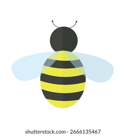Bee icon on white background. Top view. Insect.