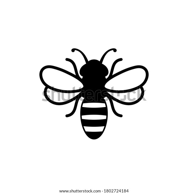 Bee Icon On White Background Stock Vector (Royalty Free) 1802724184 ...