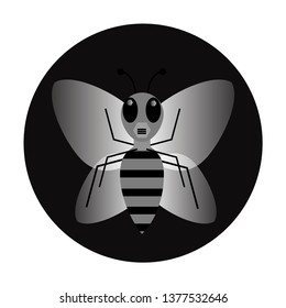 Bee icon, one piece, gray