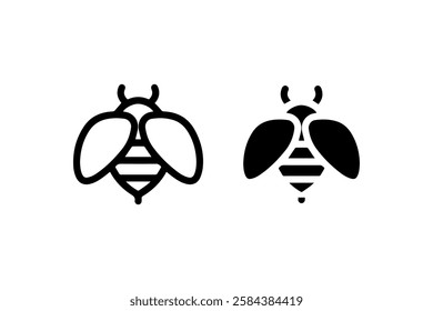 Bee Icon in Outline and Filled Style vector