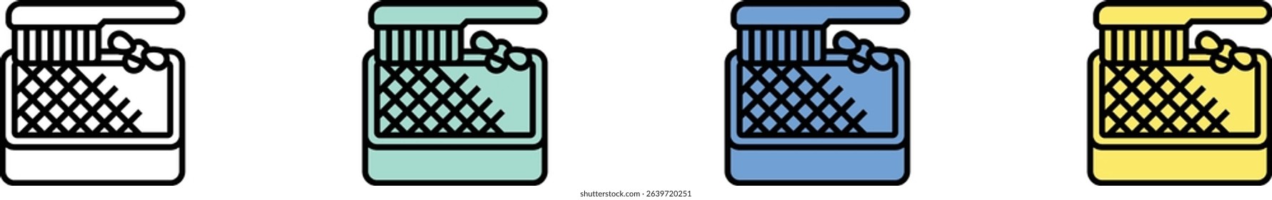 bee icon. Outline, Green, Blue and Yellow Style Design Isolated On White Background