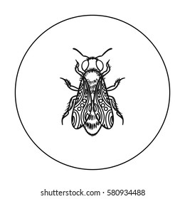 Bee icon in outline style isolated on white background. Apiary symbol stock vector illustration