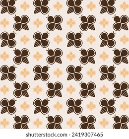 Bee icon repeating trendy pattern beautiful vector illustration light background