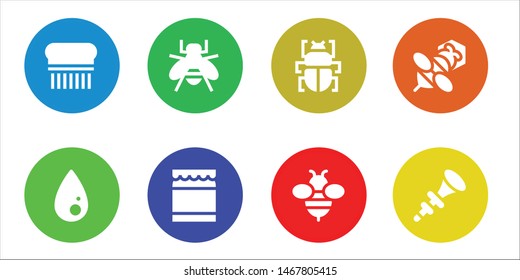 bee icon set. 8 filled bee icons.  Simple modern icons about  - Flea, Liquify, Bee, Honey, Fleas, Bpee