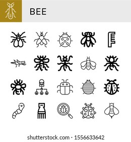 bee icon set. Collection of Stonefly, Fly, Ladybug, Comb, Grasshopper, Bee, Mantis, Bumblebee, Pheidole, Bug, Woodlouse, Worm icons
