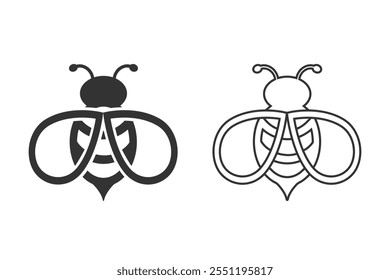 Bee icon set logo vector