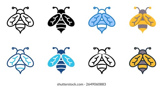 Bee icon set multiple style collection 
