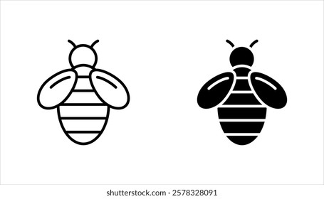 Bee icon  set, on white background.