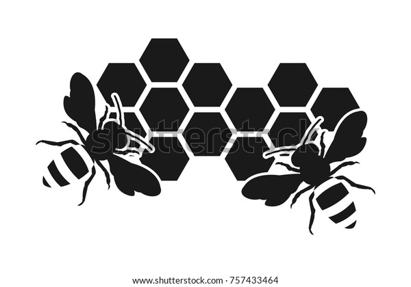蜂のアイコンまたはシルエット ハニカム のベクター画像素材 ロイヤリティフリー