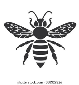 Bee icon or silhouette. Vector logotype isolated on white background.