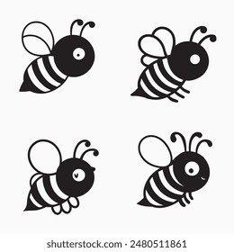 bee icon Silhouette vector  style