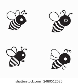 Icono de abeja Estilo de Vector de silueta