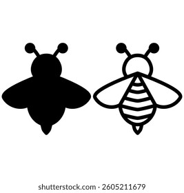 bee icon, simple flat style, illustration, logo sign symbol pictogram template, for ui or ux isolated on white for mobile app, editable