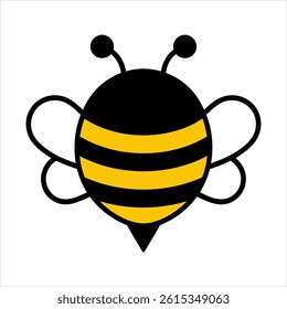 Bee Icon – Simple Vector Illustration with Yellow and Black Stripes and Wings

