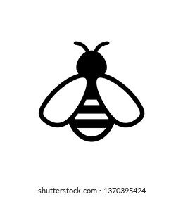 Bee icon. Symbol silhouette of a honey bee sign. Vector illustration in flat style.