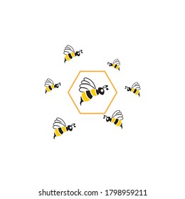 Bee icon and symbol vector template illustration