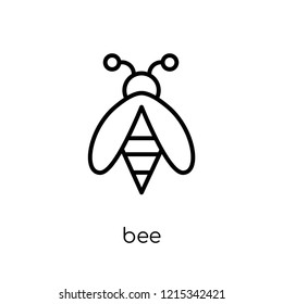 Bee icon. Trendy modern flat linear vector Bee icon on white background from thin line animals collection, editable outline stroke vector illustration